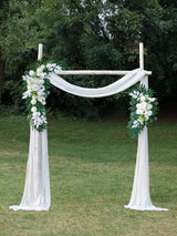 Ivory White Wedding Arch Artificial Flowers 2 Swags Ceremony Backdrops