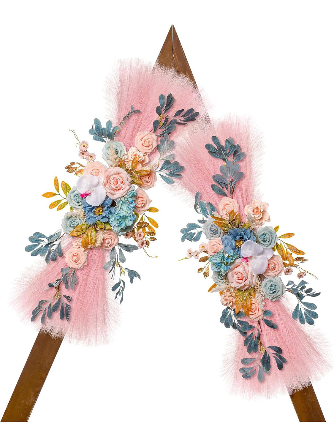Light Blue Flesh Pink Pampas Wedding Arch Flowers Pack Of 2 For Boho Decor