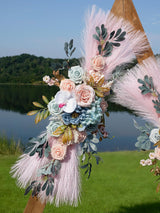 Light Blue Flesh Pink Pampas Wedding Arch Flowers Pack Of 2 For Boho Decor
