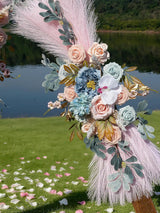 Light Blue Flesh Pink Pampas Wedding Arch Flowers Pack Of 2 For Boho Decor