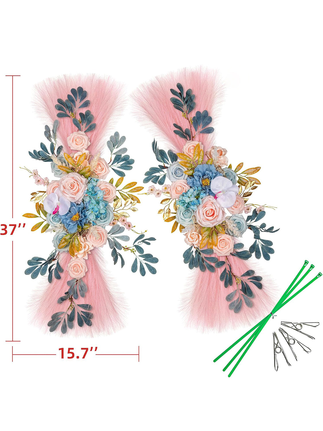 Light Blue Flesh Pink Pampas Wedding Arch Flowers Pack Of 2 For Boho Decor