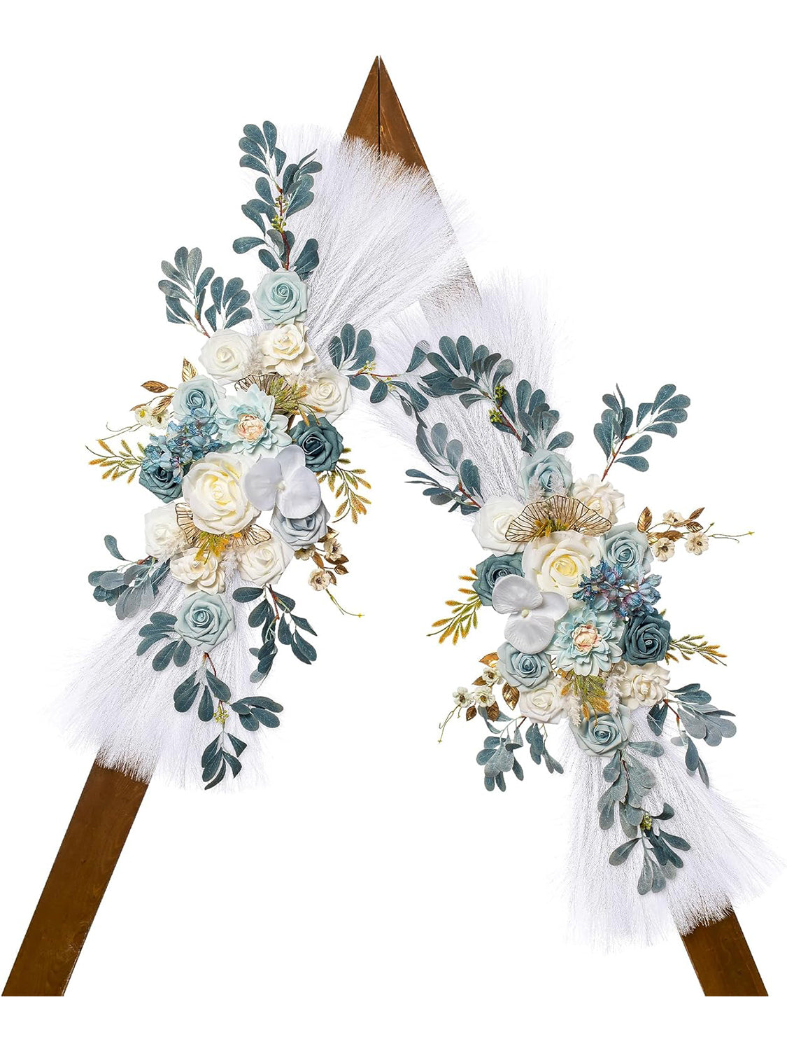 Two Piece Light Blue And White Pampas Wedding Arch Swags For Backdrop of 2