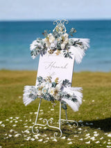 Two Piece Light Blue And White Pampas Wedding Arch Swags For Backdrop of 2