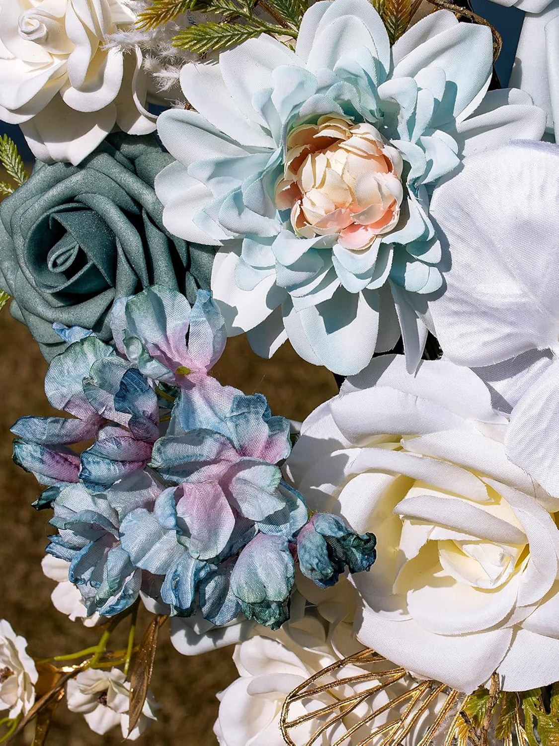 Two Piece Light Blue And White Pampas Wedding Arch Swags For Backdrop of 2