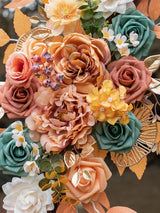 Orange&pampas Dark Coffee Wedding Arch Artificial Flowers For Ceremony