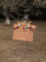 Orange&pampas Dark Coffee Wedding Arch Artificial Flowers For Ceremony