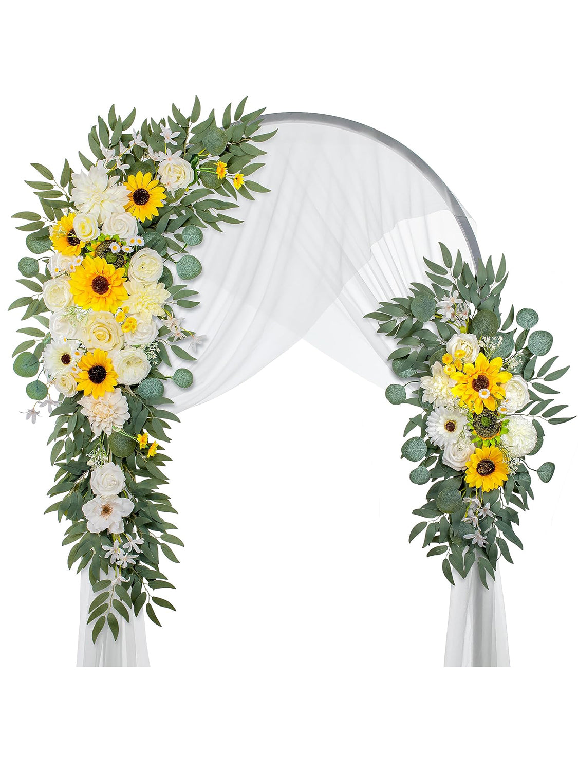 Afloral White Rose And Sunflower Wedding Arch Swags Set of 2
