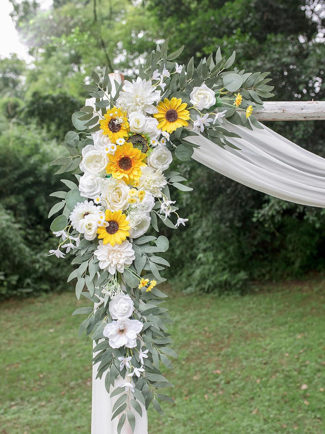 Afloral White Rose And Sunflower Wedding Arch Swags Set of 2