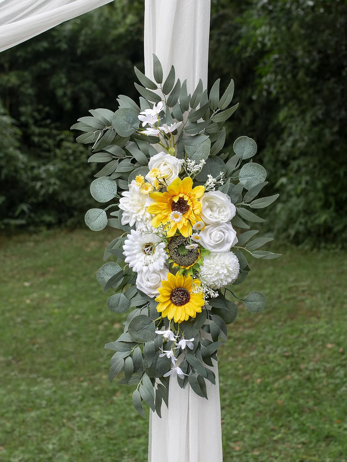 Afloral White Rose And Sunflower Wedding Arch Swags Set of 2