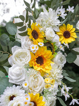 Afloral White Rose And Sunflower Wedding Arch Swags Set of 2