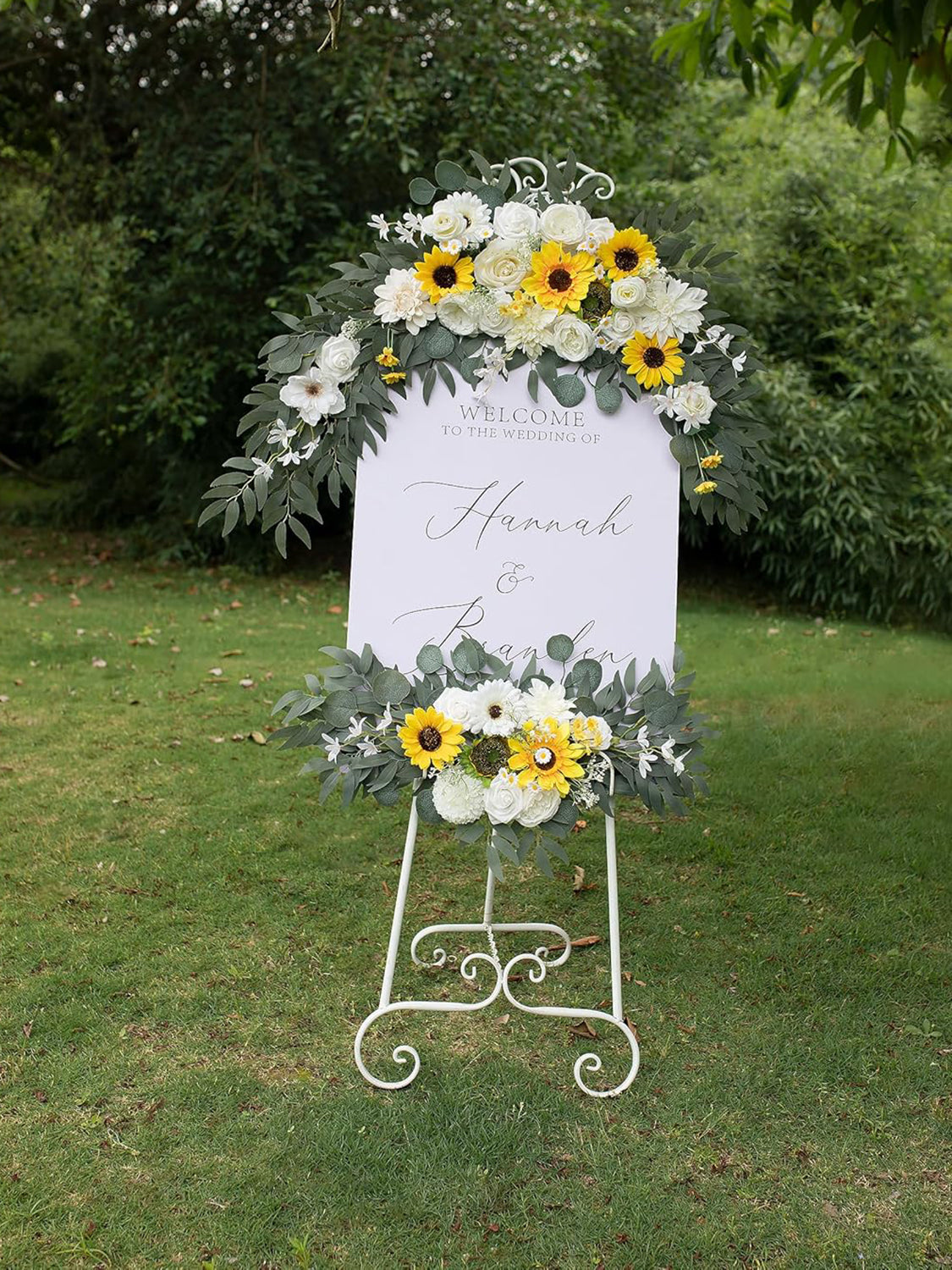 Afloral White Rose And Sunflower Wedding Arch Swags Set of 2