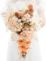 Silk Champagne Bridal Bouquet 16 Inch Silk Round For Wedding Ceremony