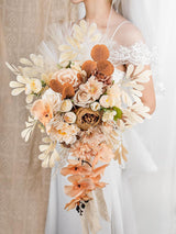 Silk Champagne Bridal Bouquet 16 Inch Silk Round For Wedding Ceremony