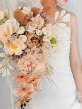 Silk Champagne Bridal Bouquet 16 Inch Silk Round For Wedding Ceremony