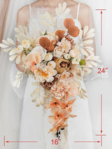 Silk Champagne Bridal Bouquet 16 Inch Silk Round For Wedding Ceremony