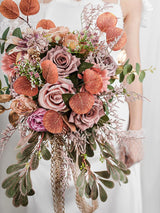 Dusty & Blush Silk Bridal Bouquet 16 Inch Round For Wedding