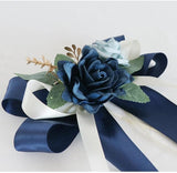 Blue Decorative Flowers For Wedding Car Mirror 2 Pack 14 Inch Bow Bouquet