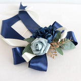 Blue Decorative Flowers For Wedding Car Mirror 2 Pack 14 Inch Bow Bouquet