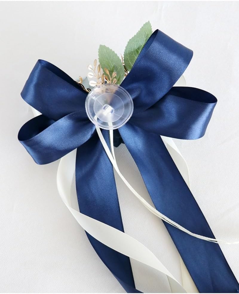 Blue Decorative Flowers For Wedding Car Mirror 2 Pack 14 Inch Bow Bouquet