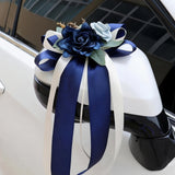 Blue Decorative Flowers For Wedding Car Mirror 2 Pack 14 Inch Bow Bouquet