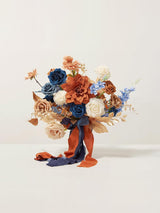 Burnt Orange & Navy Wedding Artificial Flower Bouquets Bride