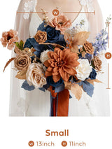 Burnt Orange & Navy Wedding Artificial Flower Bouquets Bride