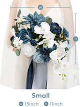 Navy Blue & White Wedding Artificial Flower Bouquets Bride