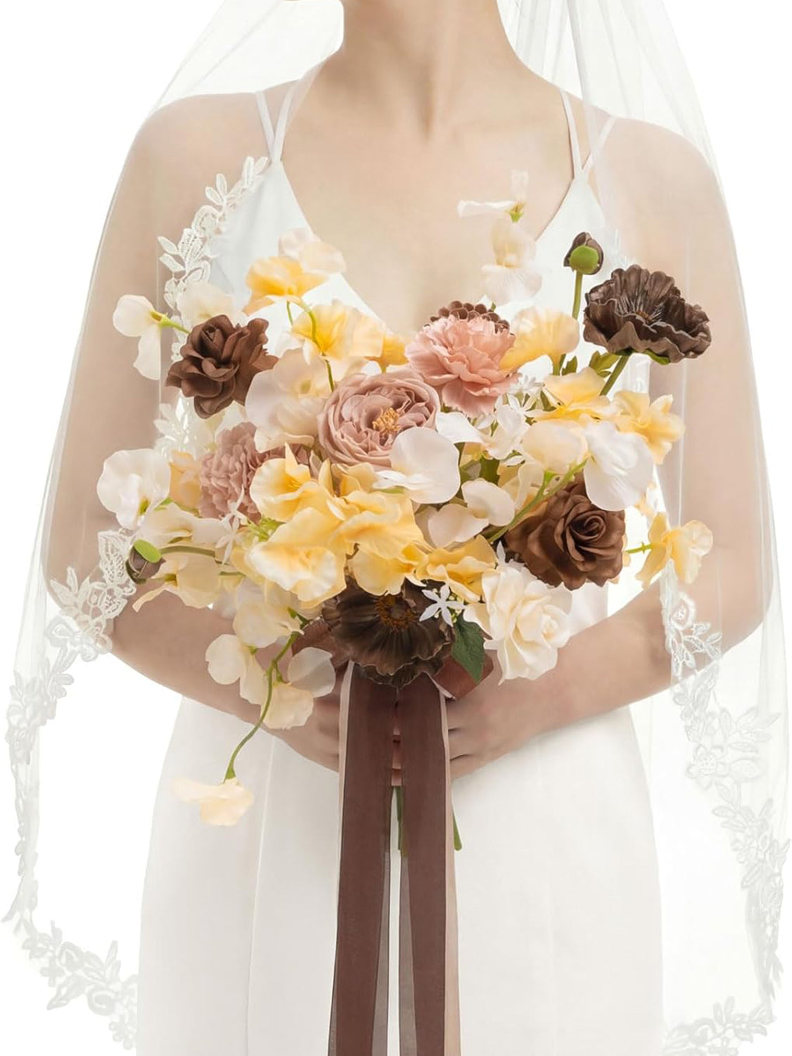 Earth Brown & Butter Yellow Artificial Wedding Flower Flower Bouquets Bride