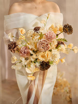 Earth Brown & Butter Yellow Artificial Wedding Flower Flower Bouquets Bride