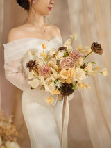 Earth Brown & Butter Yellow Artificial Wedding Flower Flower Bouquets Bride