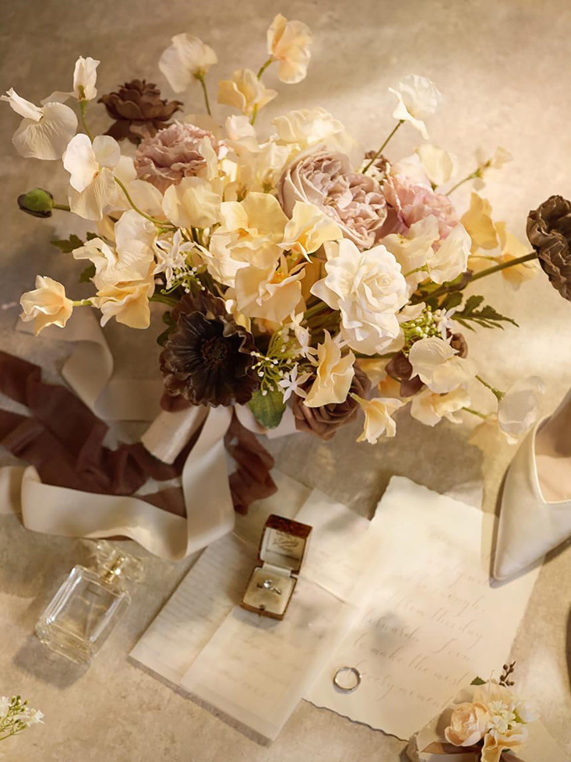 Earth Brown & Butter Yellow Artificial Wedding Flower Flower Bouquets Bride