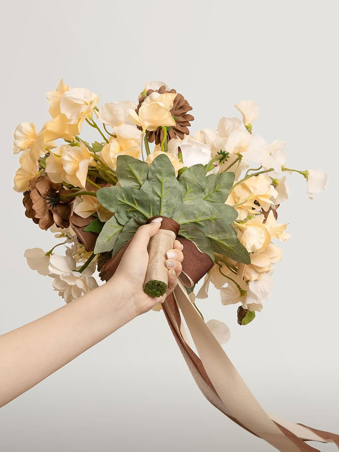 Earth Brown & Butter Yellow Artificial Wedding Flower Flower Bouquets Bride