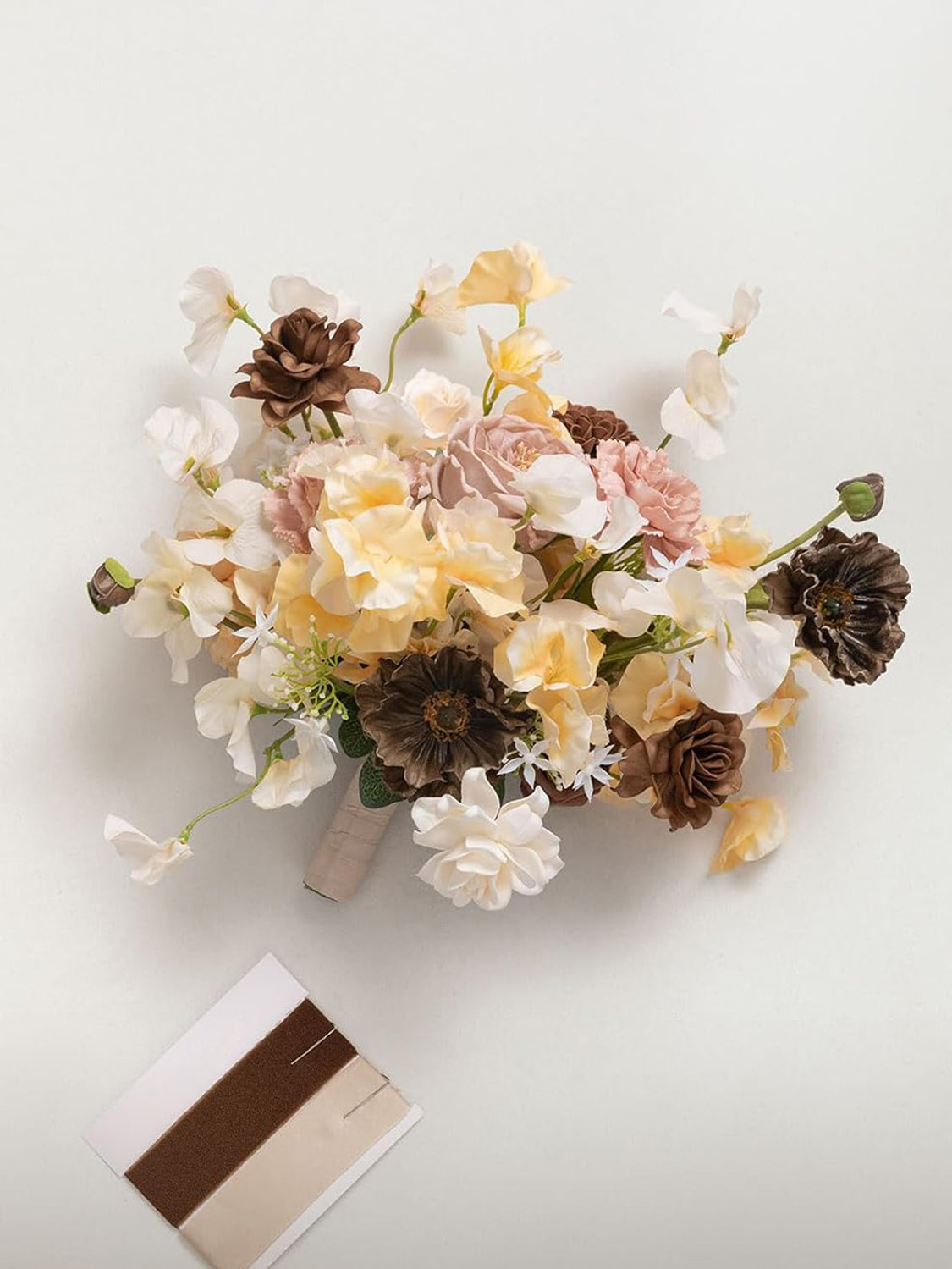 Earth Brown & Butter Yellow Artificial Wedding Flower Flower Bouquets Bride