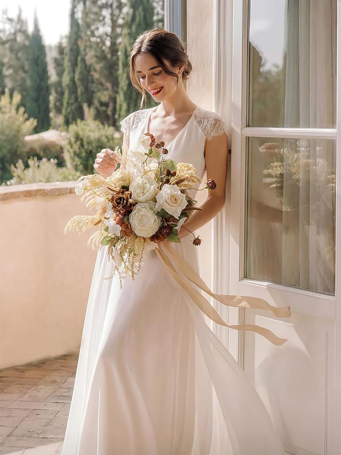 Earth Brown & Tawny Beige Artificial Wedding Flower Flower Bouquets Bride