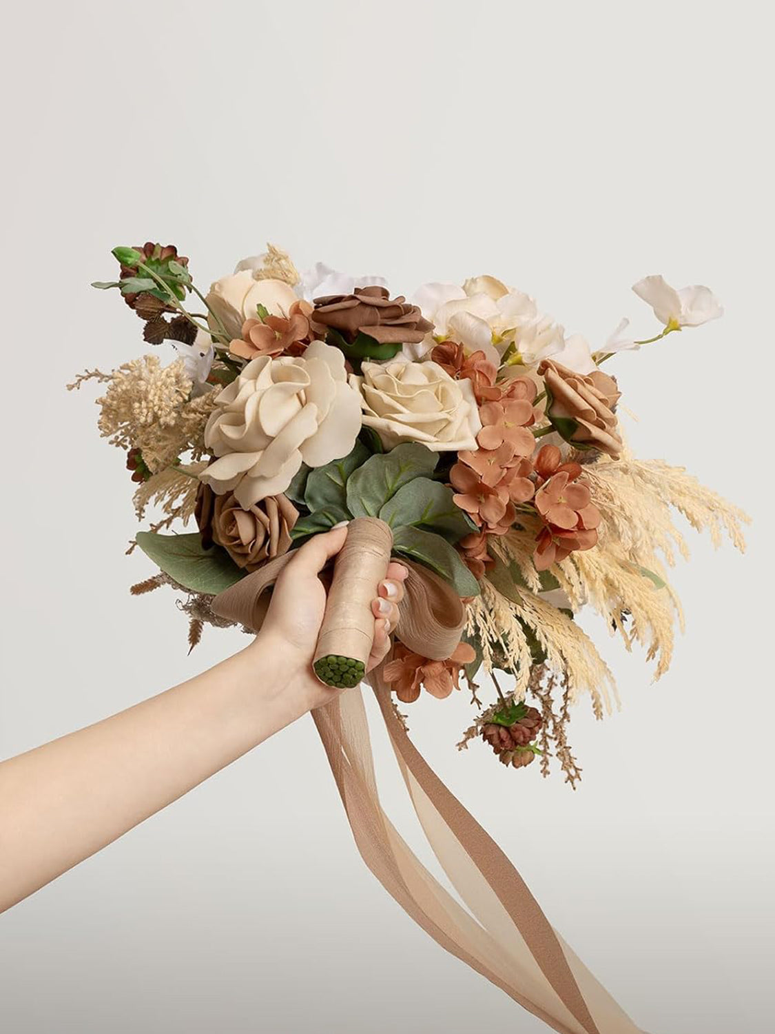 Earth Brown & Tawny Beige Artificial Wedding Flower Flower Bouquets Bride