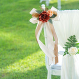 Champagne Wedding Car Mirror Decorative Flowers 14 Inch 2 Pack