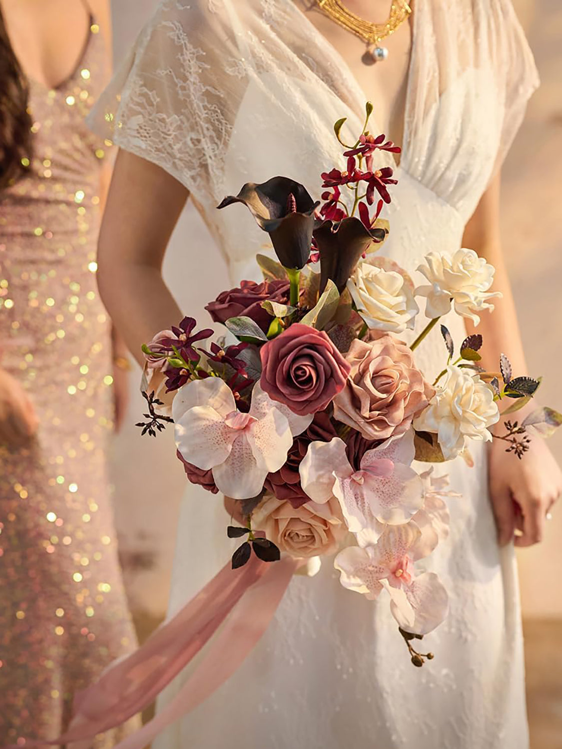 Dusty Rose & Mauve Artificial Wedding Flower Flower Bouquets Bride