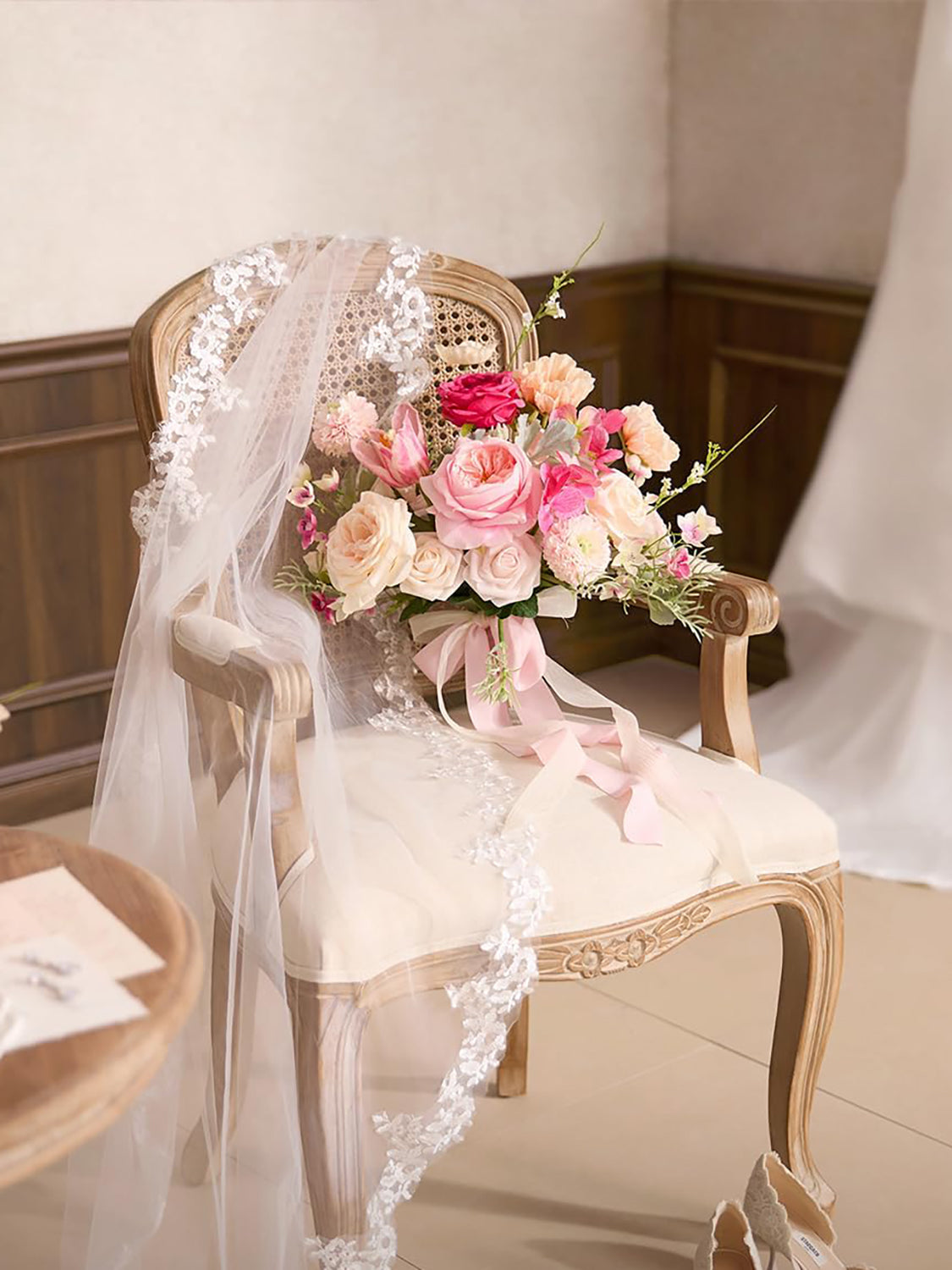 Powder Pink & Berry Pink Wedding Artificial Flower Bouquets Bride