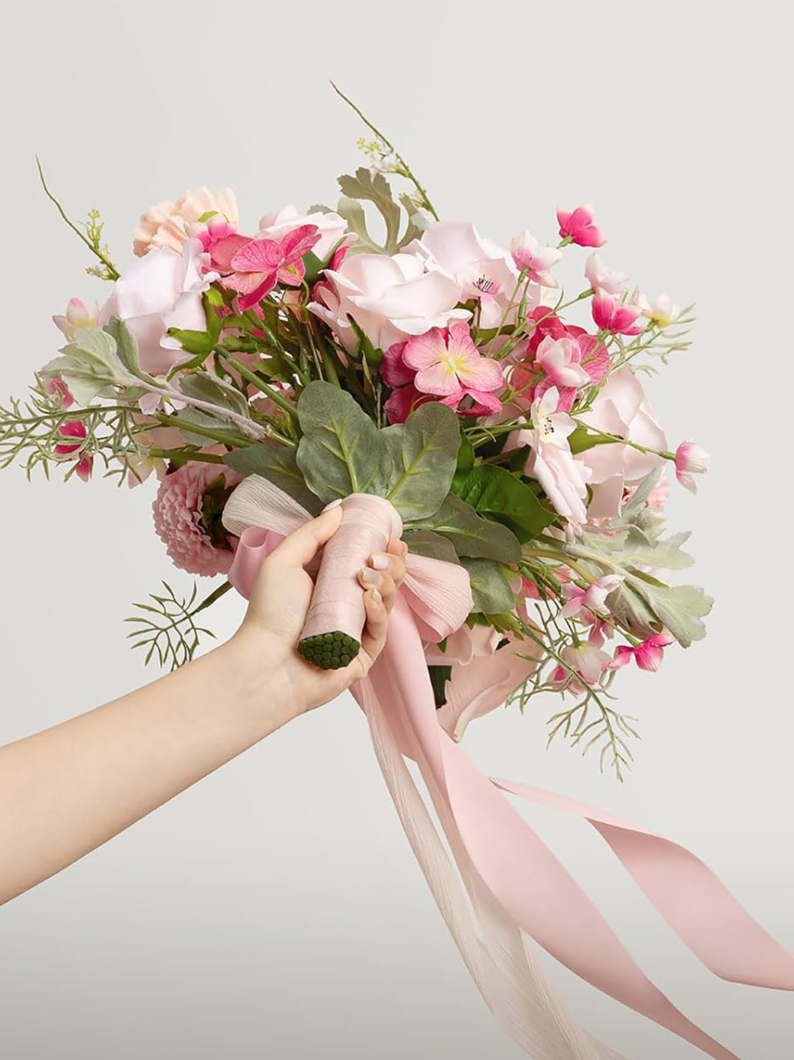 Powder Pink & Berry Pink Wedding Artificial Flower Bouquets Bride