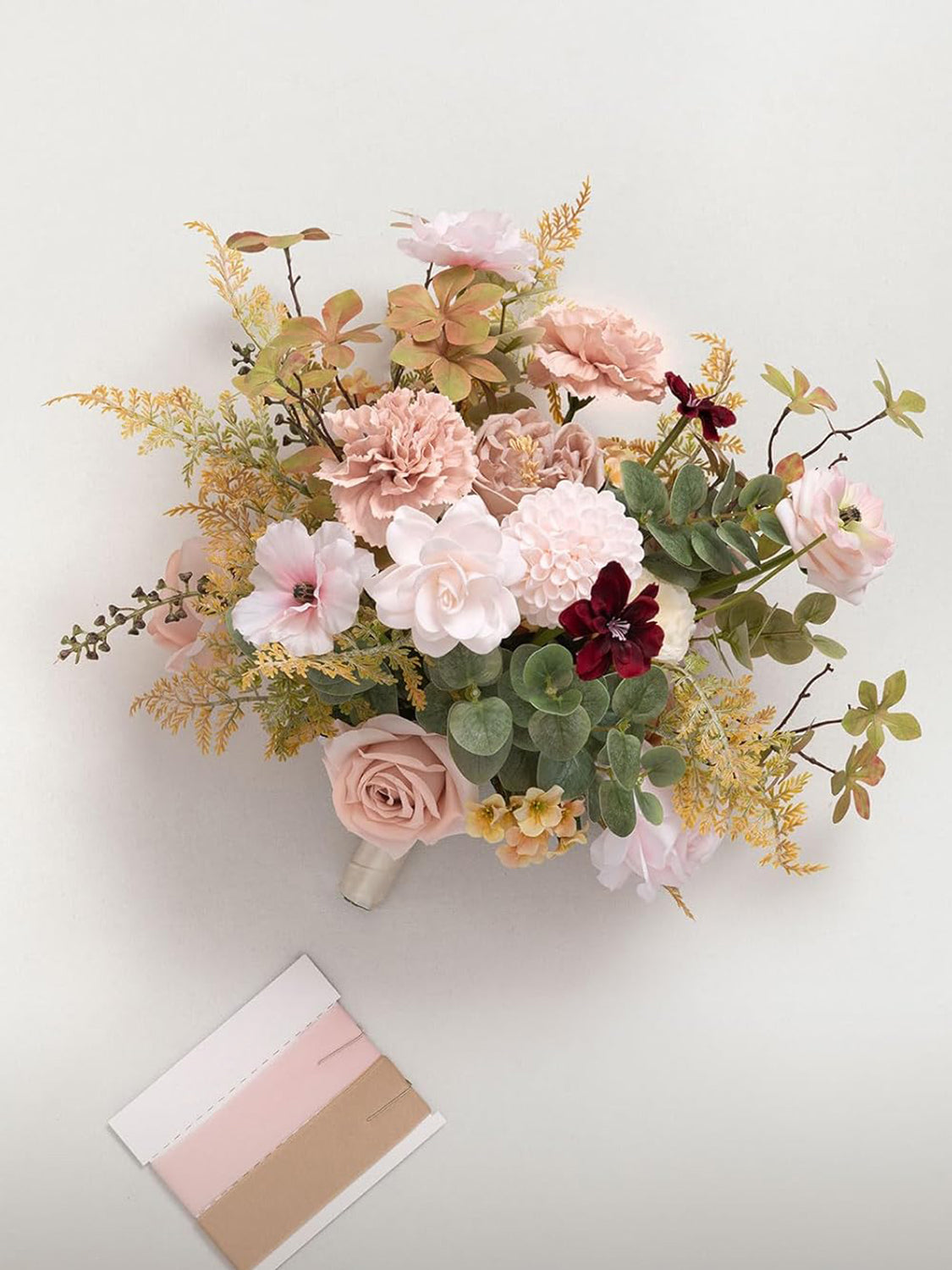 Powder Pink & Sand Beige Wedding Artificial Flower Bouquets Bride