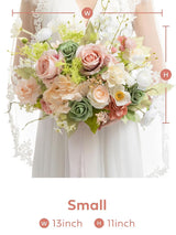 Blush Coral Pink Garden Wedding Artificial Flower Bouquets Bride