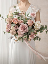 Dusty Rose & Cream Wedding Artificial Flower Bouquets Bride