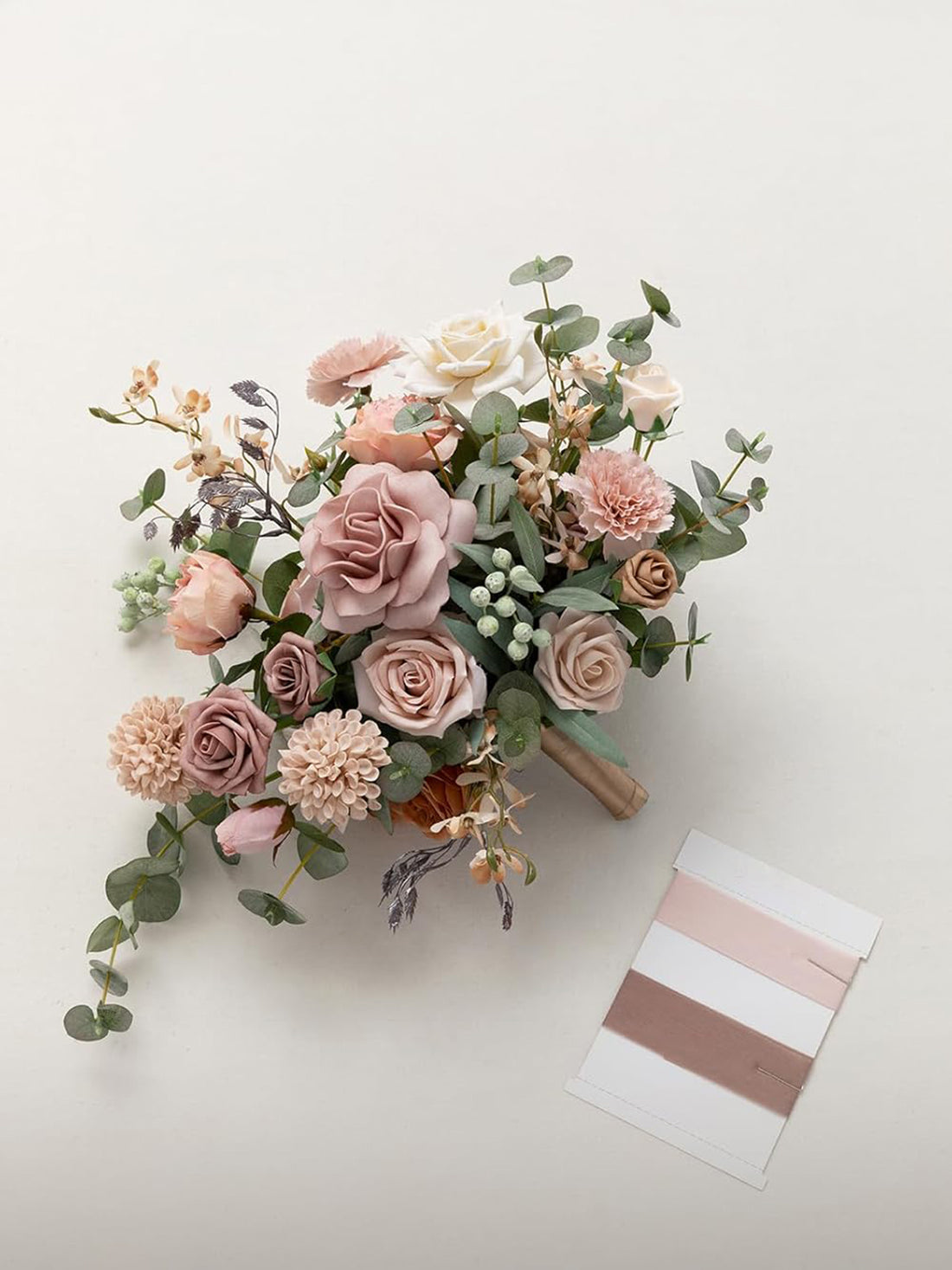 Dusty Rose & Cream Wedding Artificial Flower Bouquets Bride 13 Inch