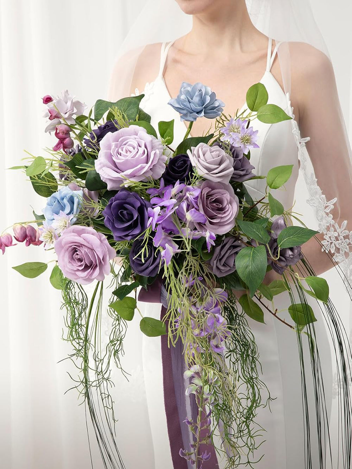 lilac & Gold Wedding Artificial Flower Bouquets Bride