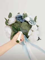 Romantic Dusty Blue Wedding Artificial Flower Bouquets Bride