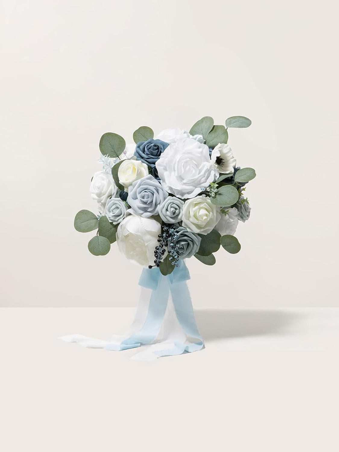 Romantic Dusty Blue Wedding Artificial Flower Bouquets Bride
