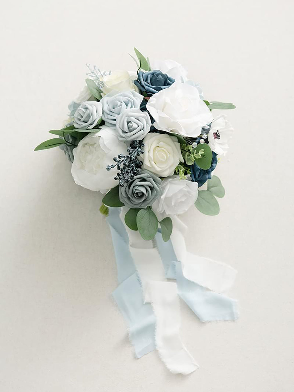 Romantic Dusty Blue Wedding Artificial Flower Bouquets Bride