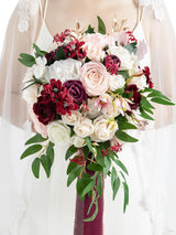 Marsala Burgundy Wedding Artificial Flower Bouquets Bride