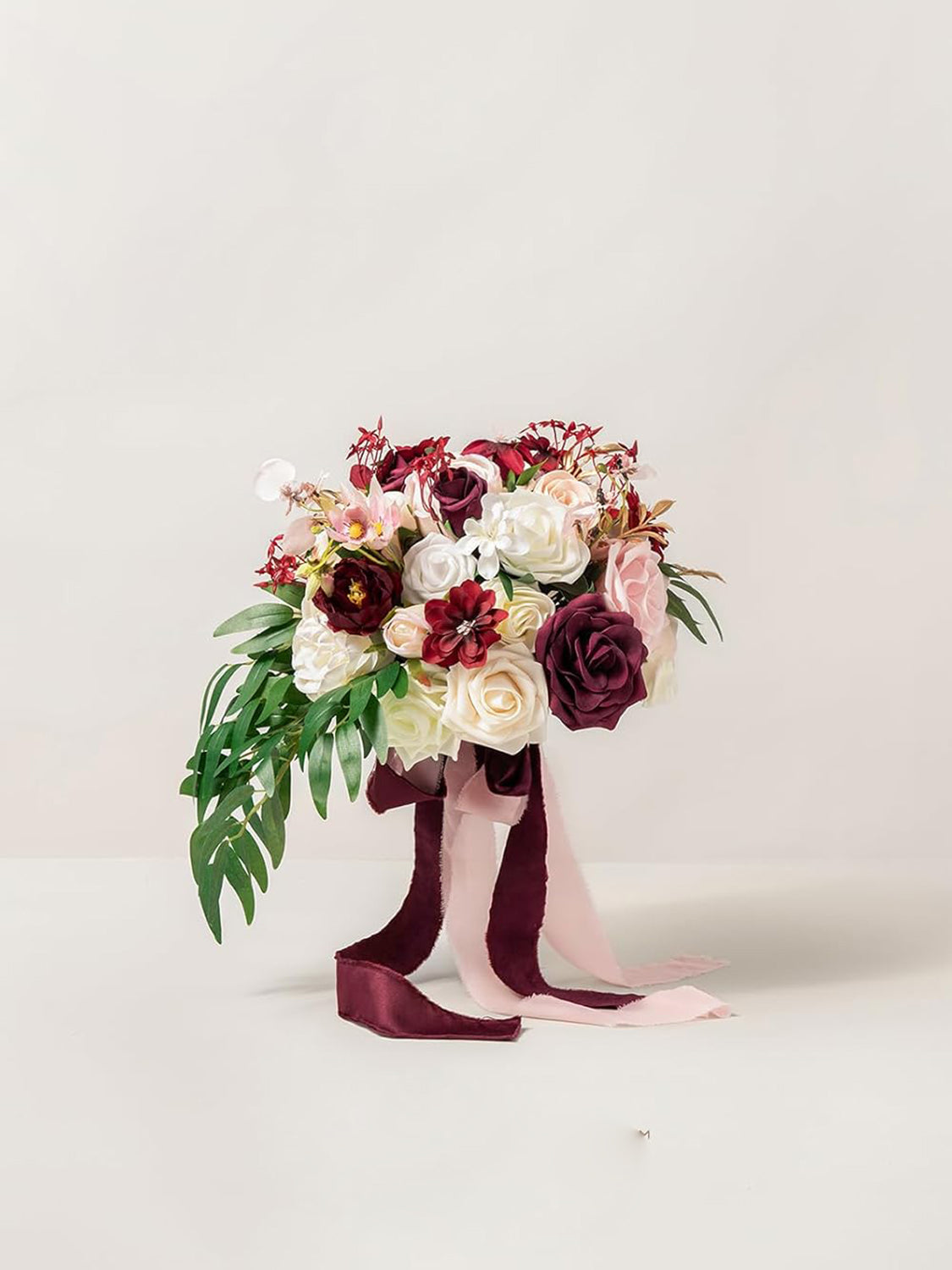 Marsala Burgundy Wedding Artificial Flower Bouquets Bride
