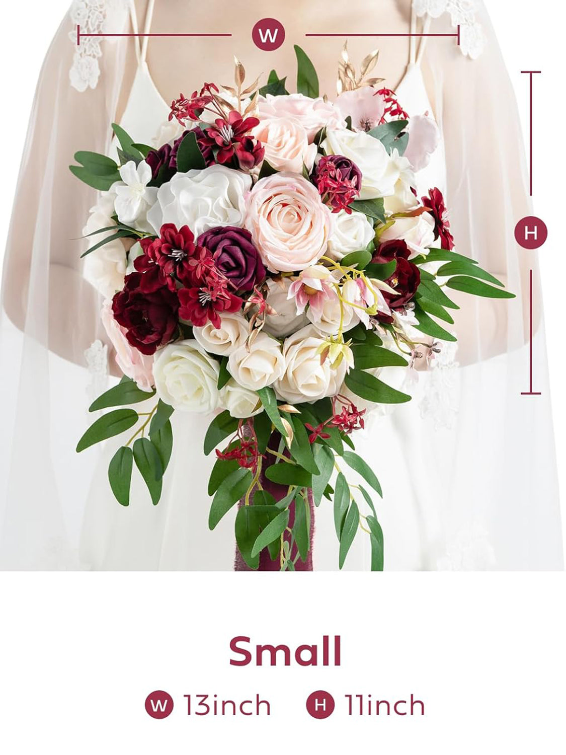 Marsala Burgundy Wedding Artificial Flower Bouquets Bride